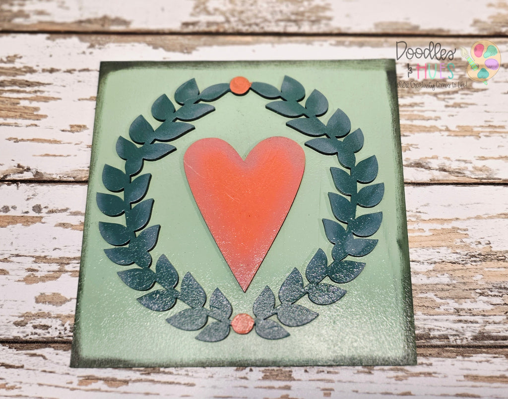 6" Insert, Wreath with Heart