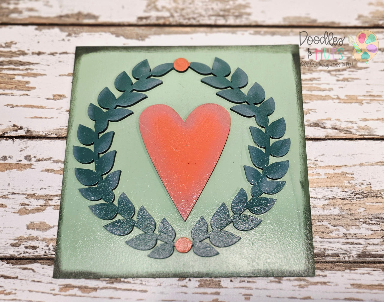 6" Insert, Wreath with Heart