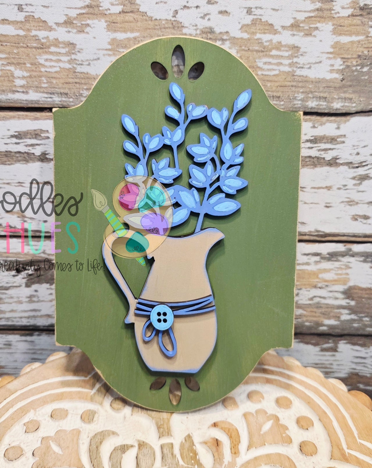 Blue Flowers with Pitcher Long Insert