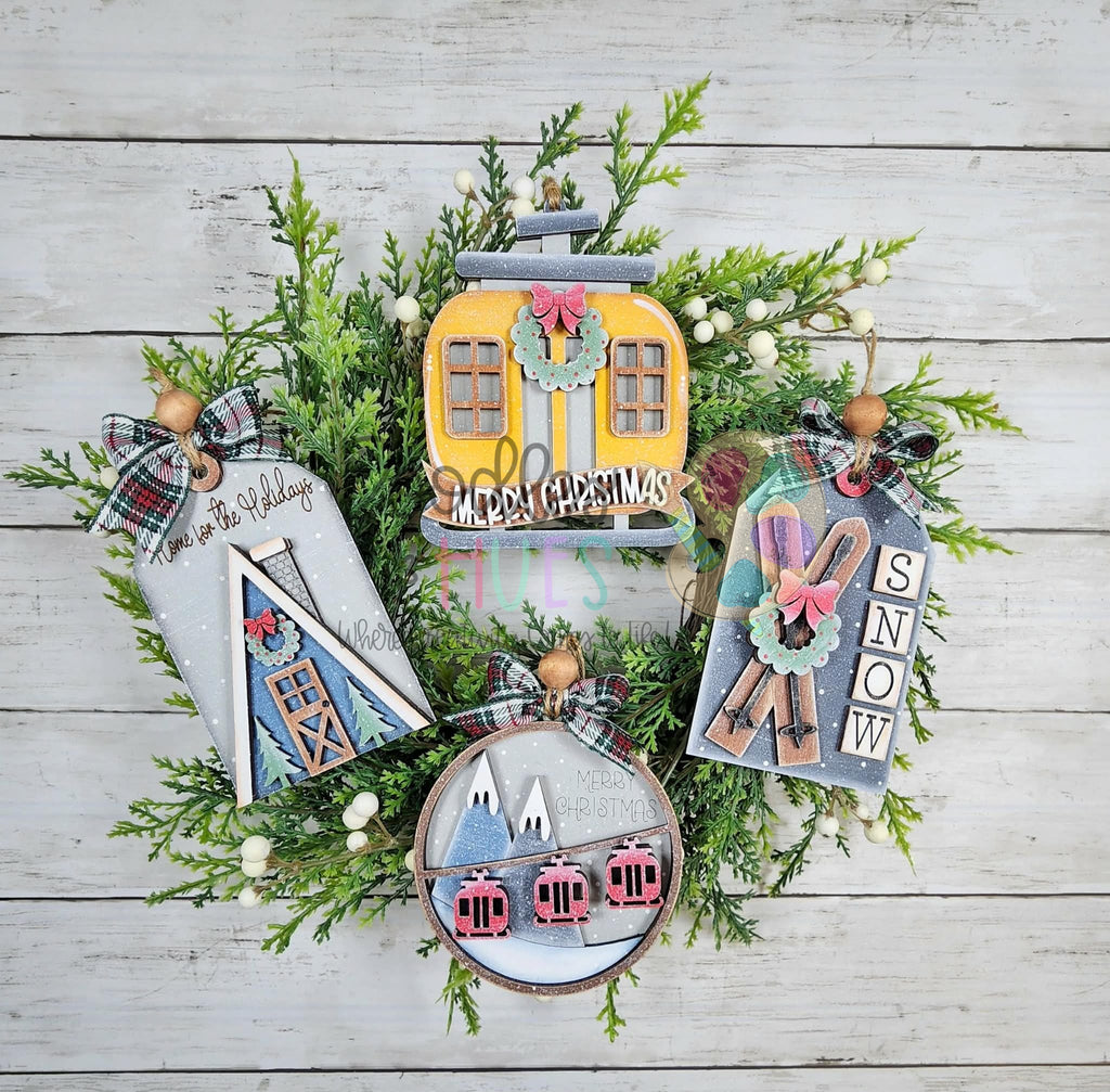 Ski Village, Pack of 4