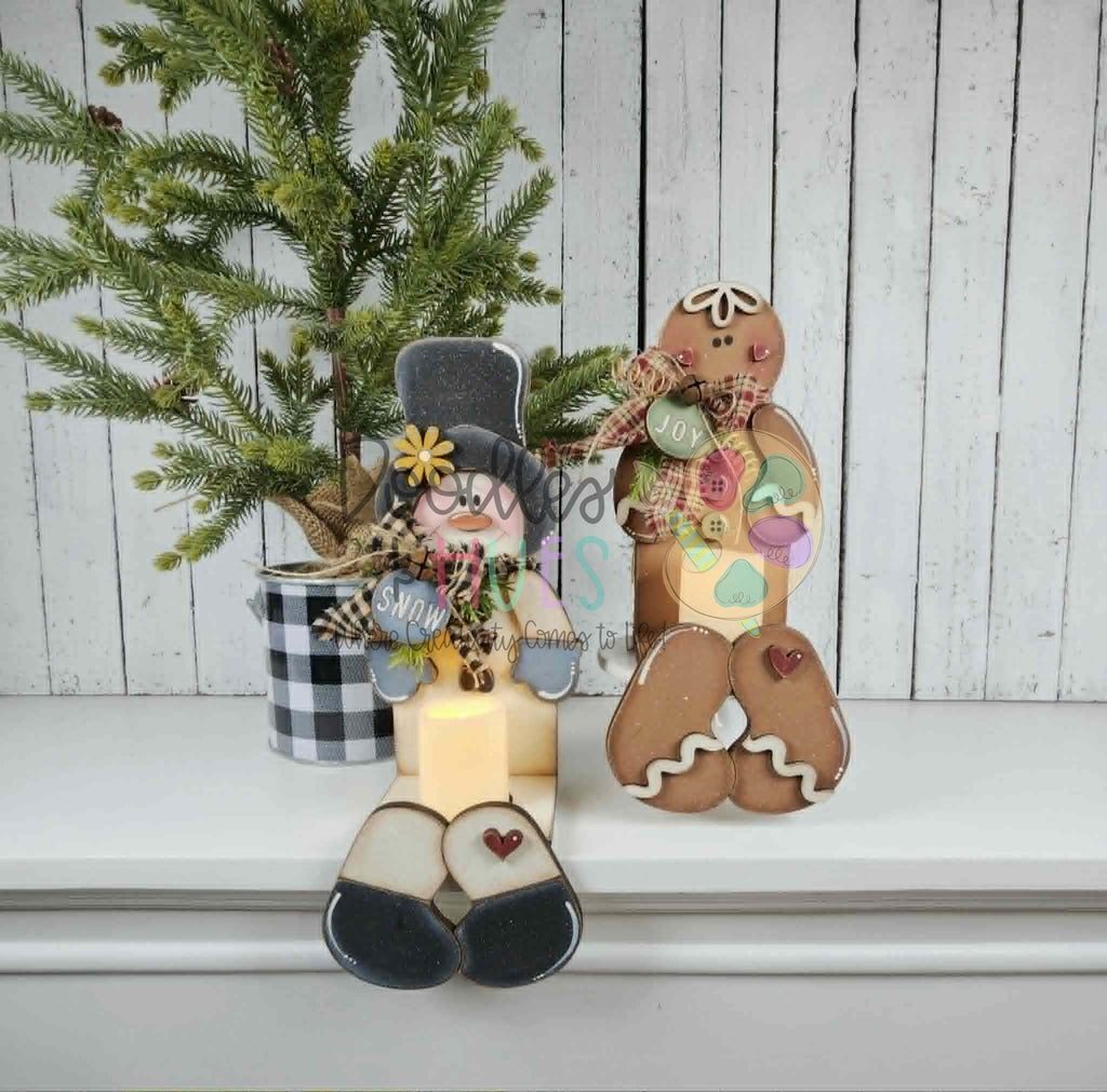 Snowman & Gingerbread Shelf Sitters