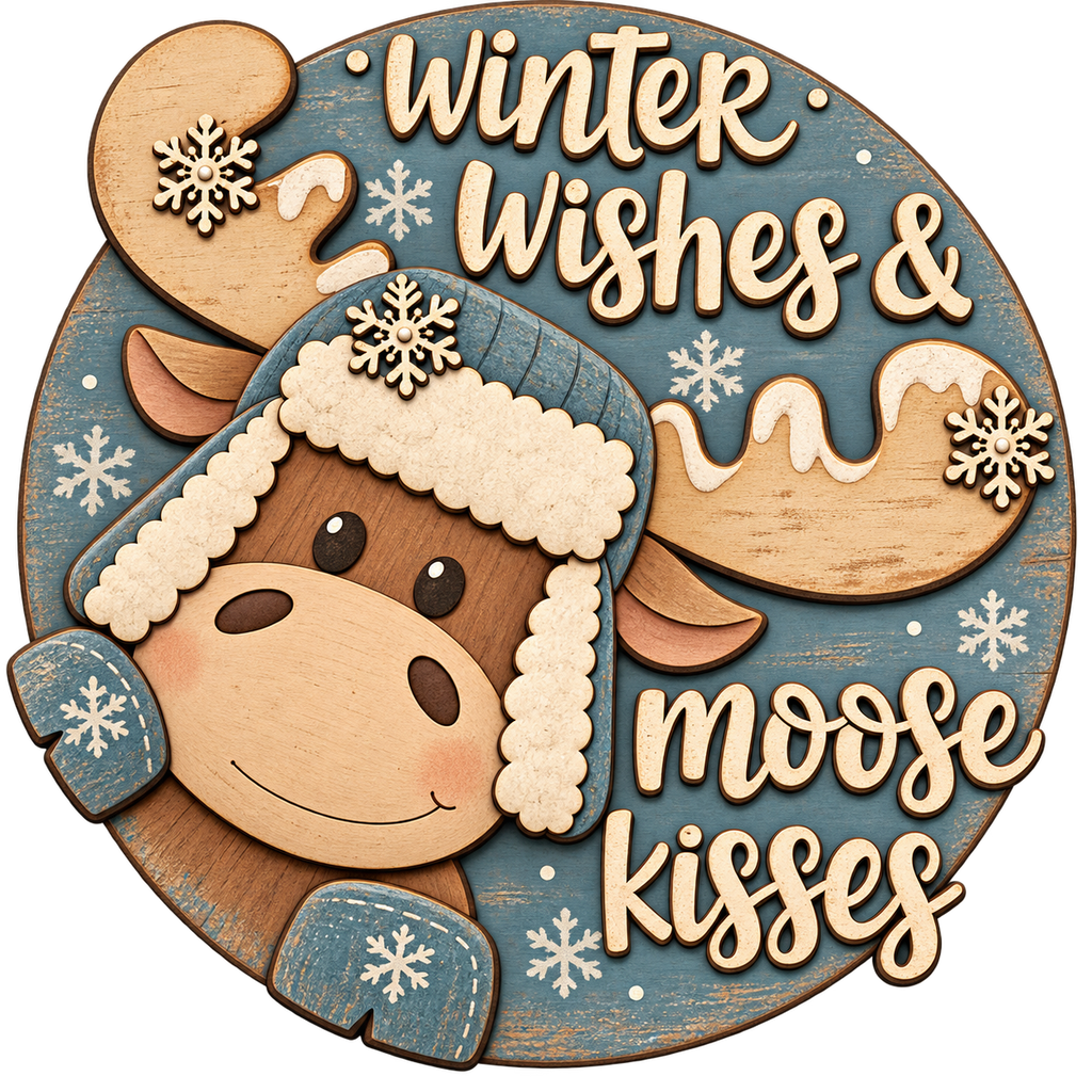 Winter Wishes Moose Kisses- 10.5"